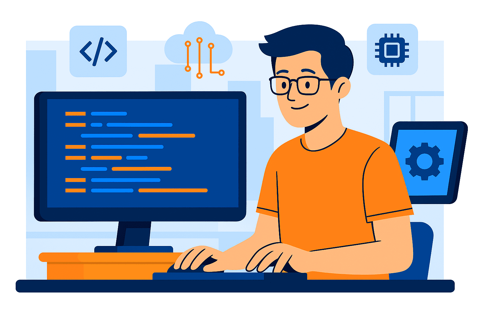 Illustration of video creation with media panels and analytics